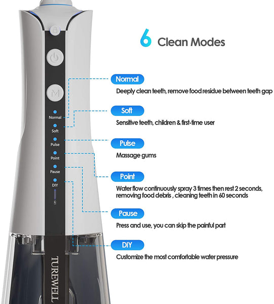6 clean modes water flosser