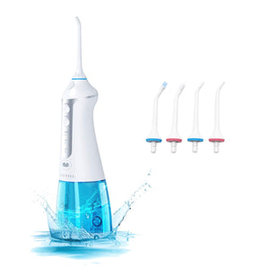Cordless Water Flosser-TUREWELL 300ML Portable and Rechargeable Professional Cordless Dental Oral Irrigator IPX7 Waterproof Teeth Cleaner, 2 Minutes Auto Shut-off, for Travel, Family Use