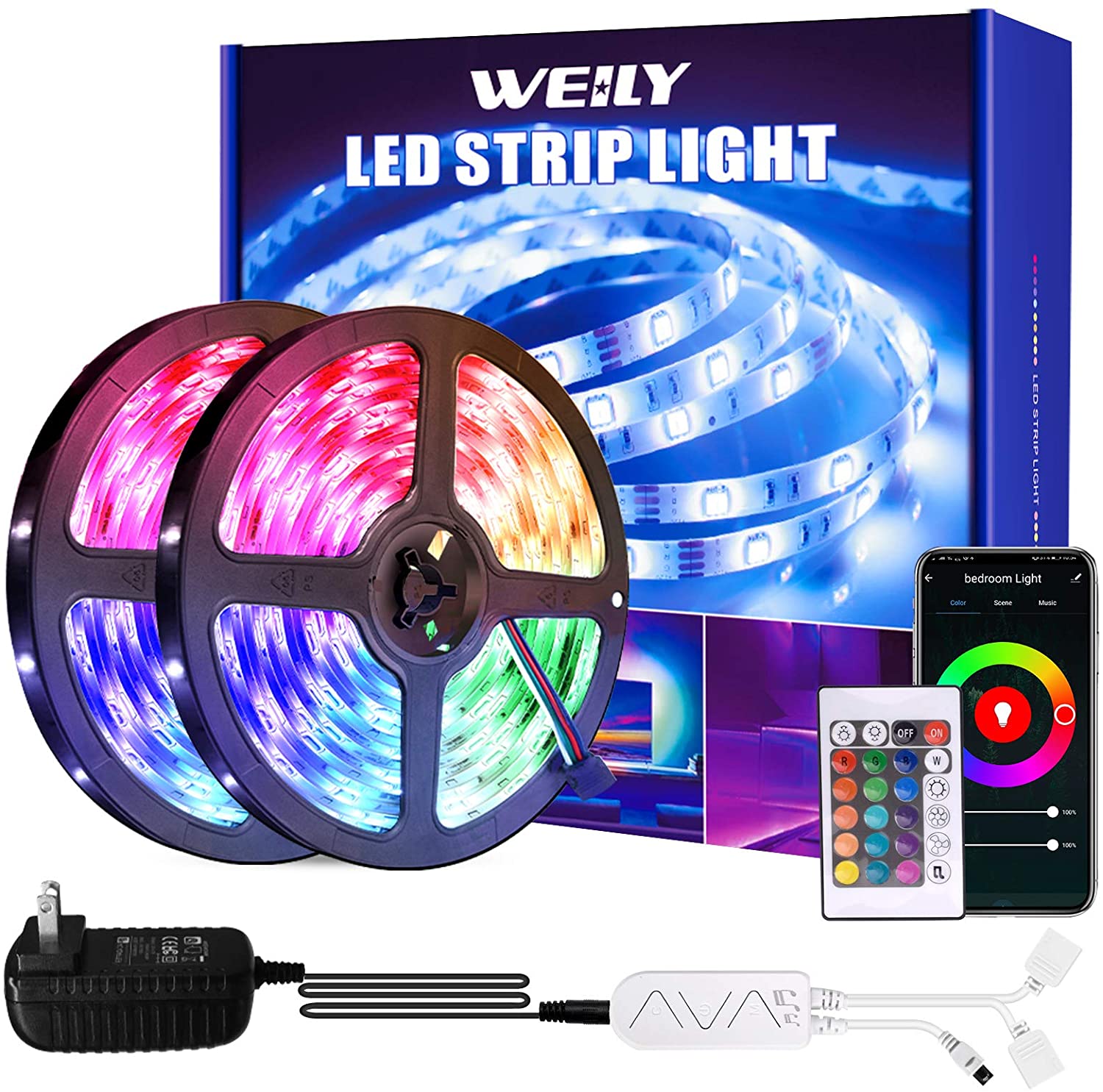 LED Strip Light, 50FT/15M Smart RGB Tape Rope Light 5050 SMD