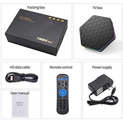 TV Box Android 9.0, TUREWELL T95Z Plus 4GB RAM 64GB ROM Android TV Box Amlogic S905X3 Quad-Core 64Bits Dual WiFi 2.4G/5GHz Bluetooth 4.0 3D 8K Ultra HD H.265 USB 3.0 Smart Media Player