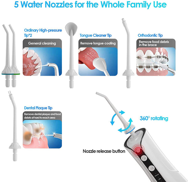 5 water nozzles oral irrigator for family use