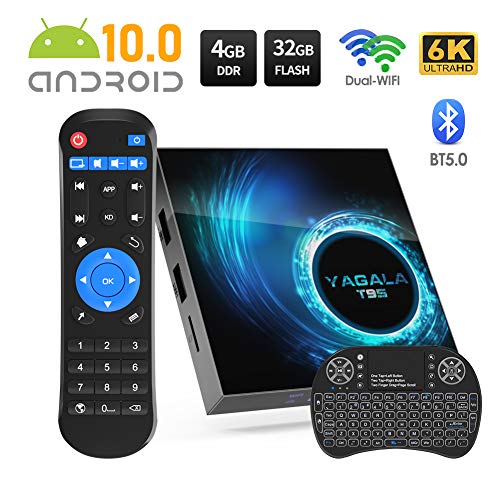 Android TV Box 2GB RAM 16GB ROM, Android Box 10.0 H616 Support 2.4G 5G WiFi  4K HDR 6K USB Bluetooth Ethernet Smart TV Box with Mini Wireless Keyboard