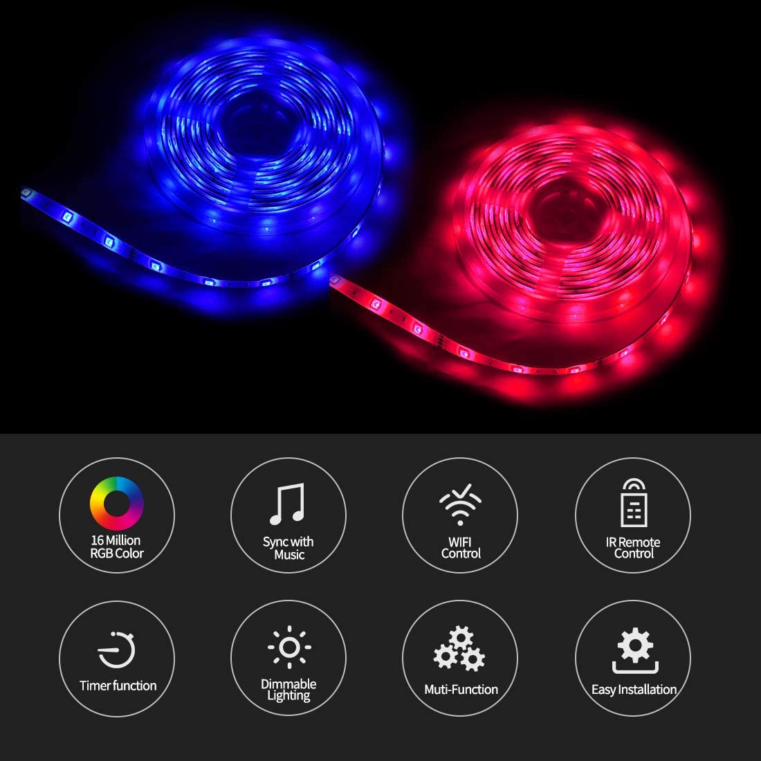 WiFi RGB LED Streifen Controller Mit Fernbedienung – Kompatibel Mit Alexa, Google Assistant